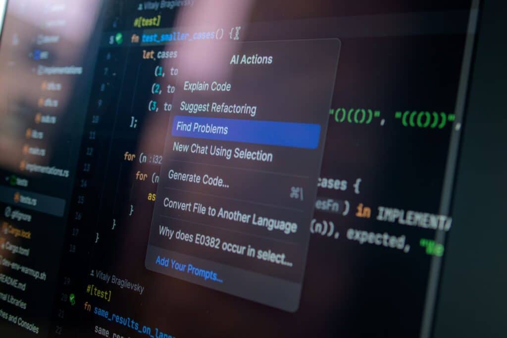 Mastering the First Impression: Your intriguing post title goes here Detailed view of a computer screen displaying code with a menu of AI actions, illustrating modern software development.